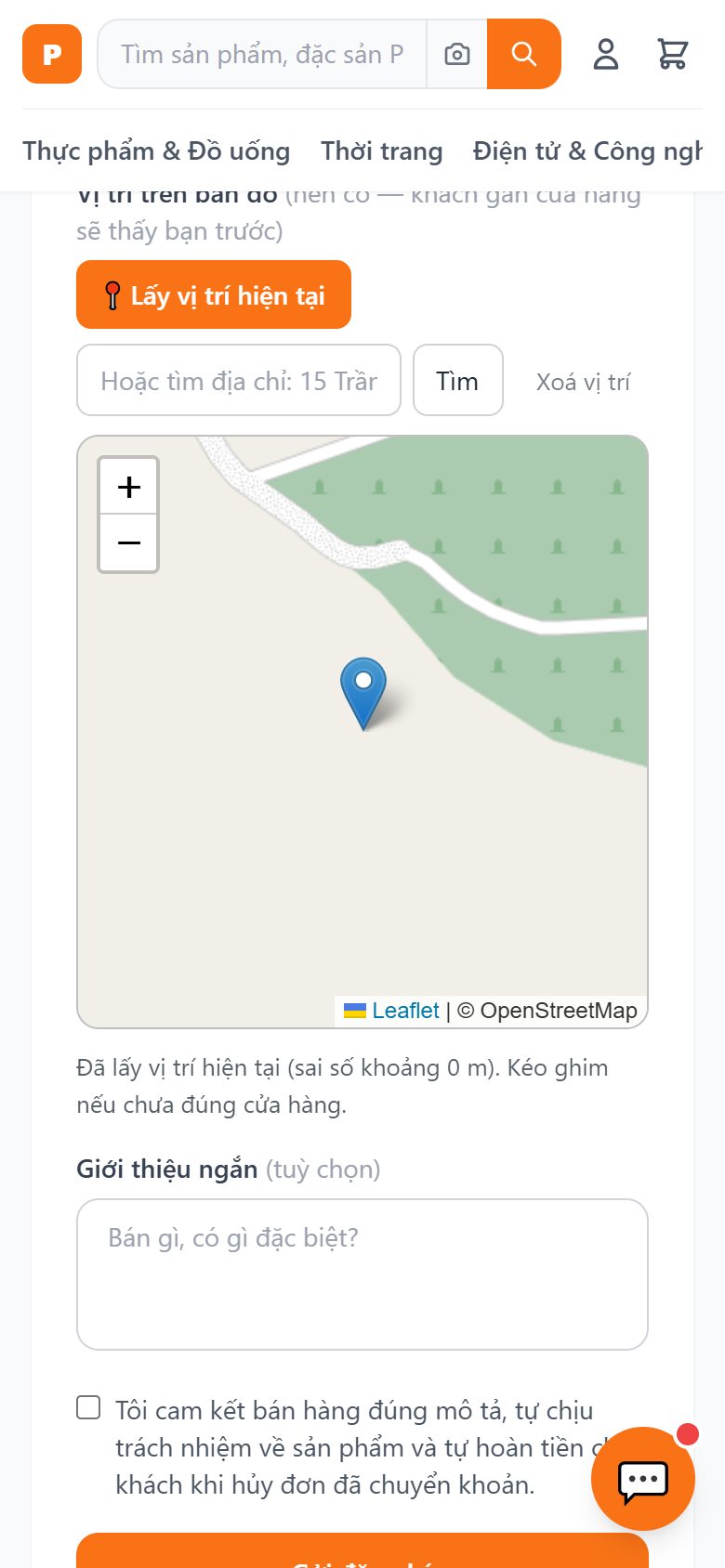 Chọn vị trí cửa hàng