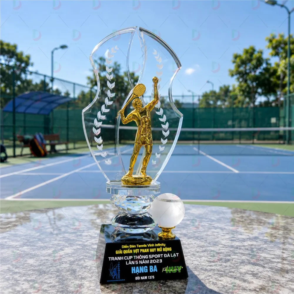 Cúp Tennis 004 Pha Lê Trong Suốt – Biểu Tượng Vinh Quang