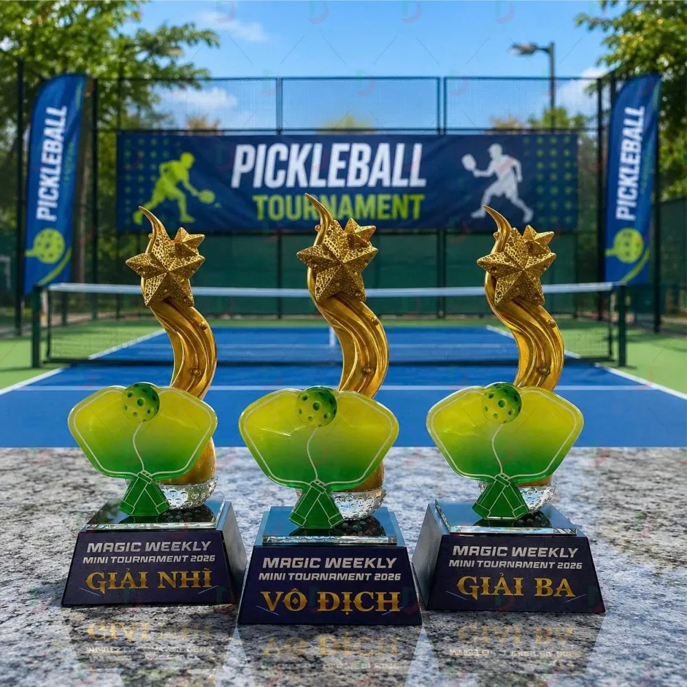 Cúp Pickleball 004 Cao Cấp | Cúp Giải Pickleball Đẹp, Thiết Kế Độc Quyền