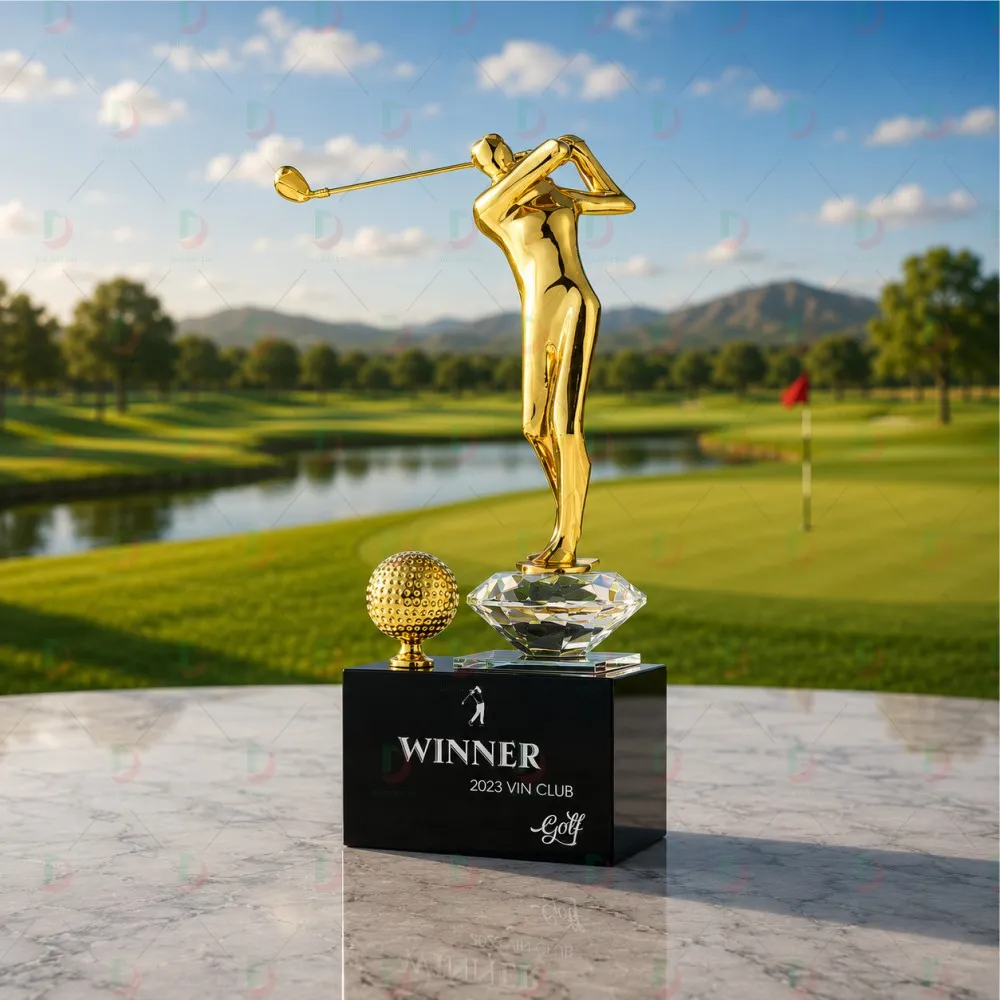 Cúp Golf Pha Lê 016 Cao Cấp | Cúp Vinh Danh Giải Golf Sang Trọng