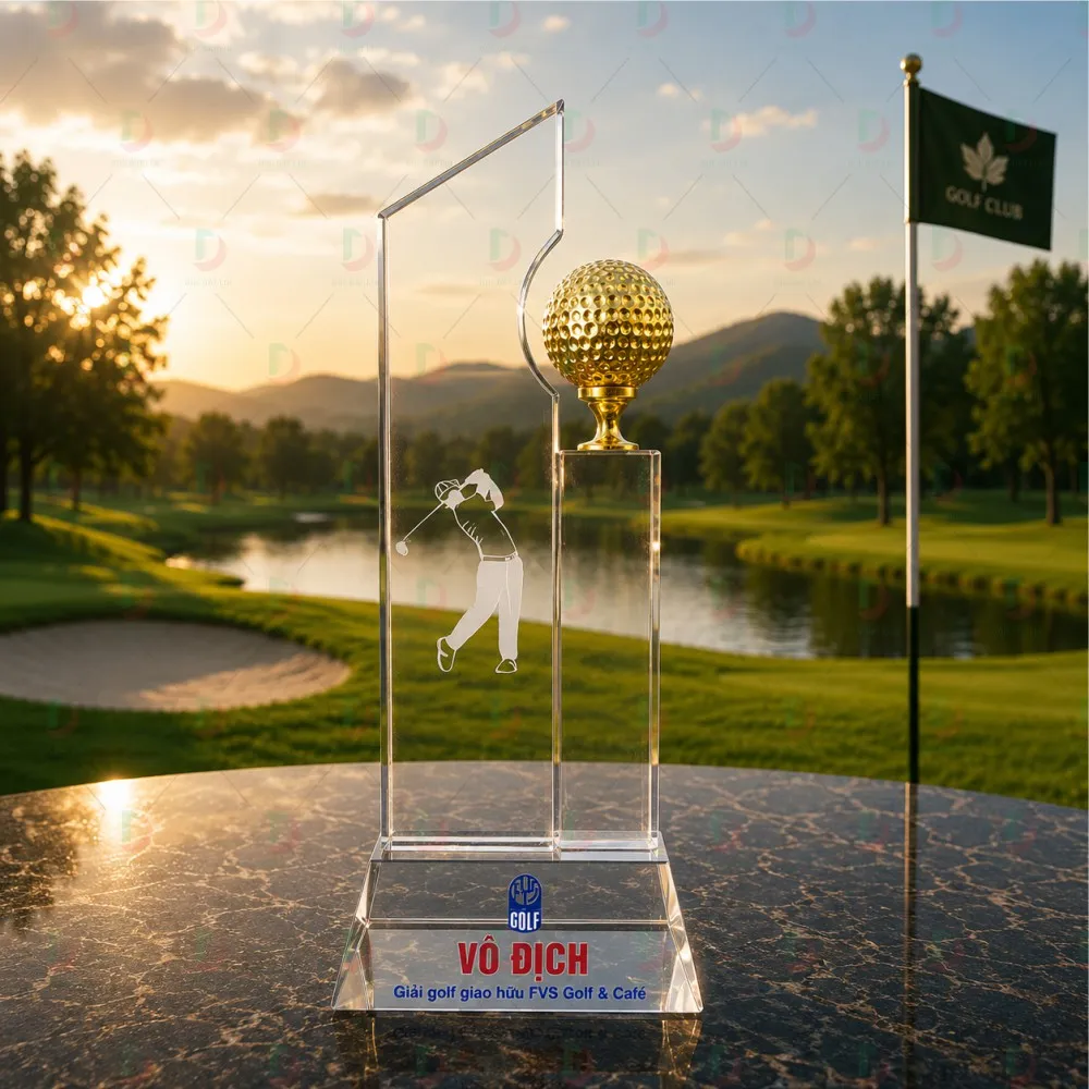 Cúp Golf Pha Lê 015 Cao Cấp | Cúp Vô Địch Golf Sang Trọng