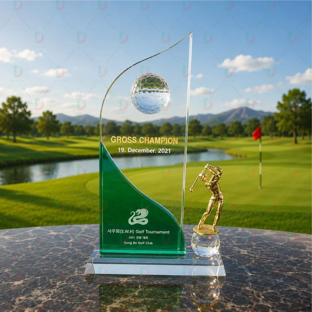 Cúp Golf Pha Lê 014 Cao Cấp | Cúp Vinh Danh In, Khắc Logo Theo Yêu Cầu